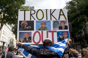 People take part in a demonstration called by associations