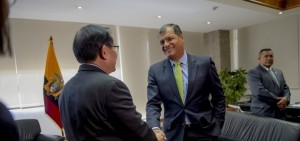 El presidente Rafael Correa se reunió esta mañana con el ministro de Ciencia y Tecnología de China, Wang Gang.