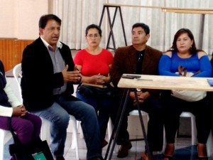 Fernando Montalvo y otros dirigentes que participaran en la marcha